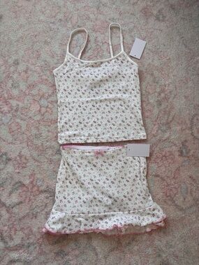 Katie J nyc Floral Pink Trim Cami & Skirt Set